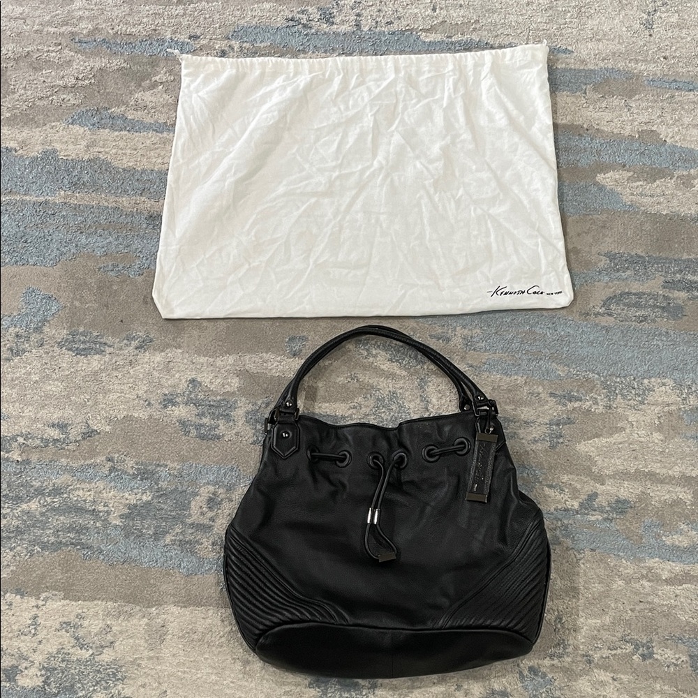 Kenneth Cole New York Black Leather Large Hobo Bag